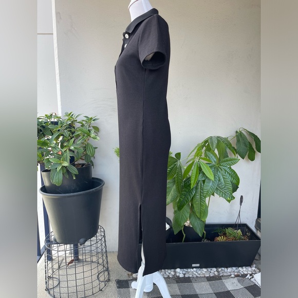 ☘️ H&M Midi Polo Shirt Ribbed Knit Dress with Short sleeves and Side Slit i… - Picture 6 of 15
